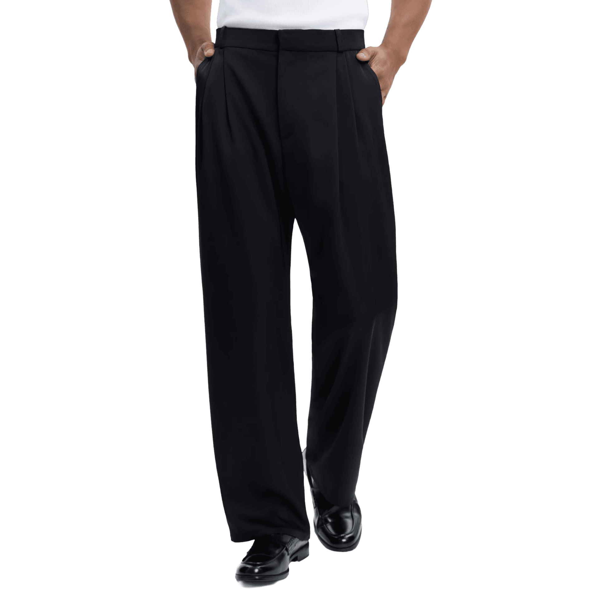 сатиновые брюки со складками [midnight] Черный — katch, фото 1